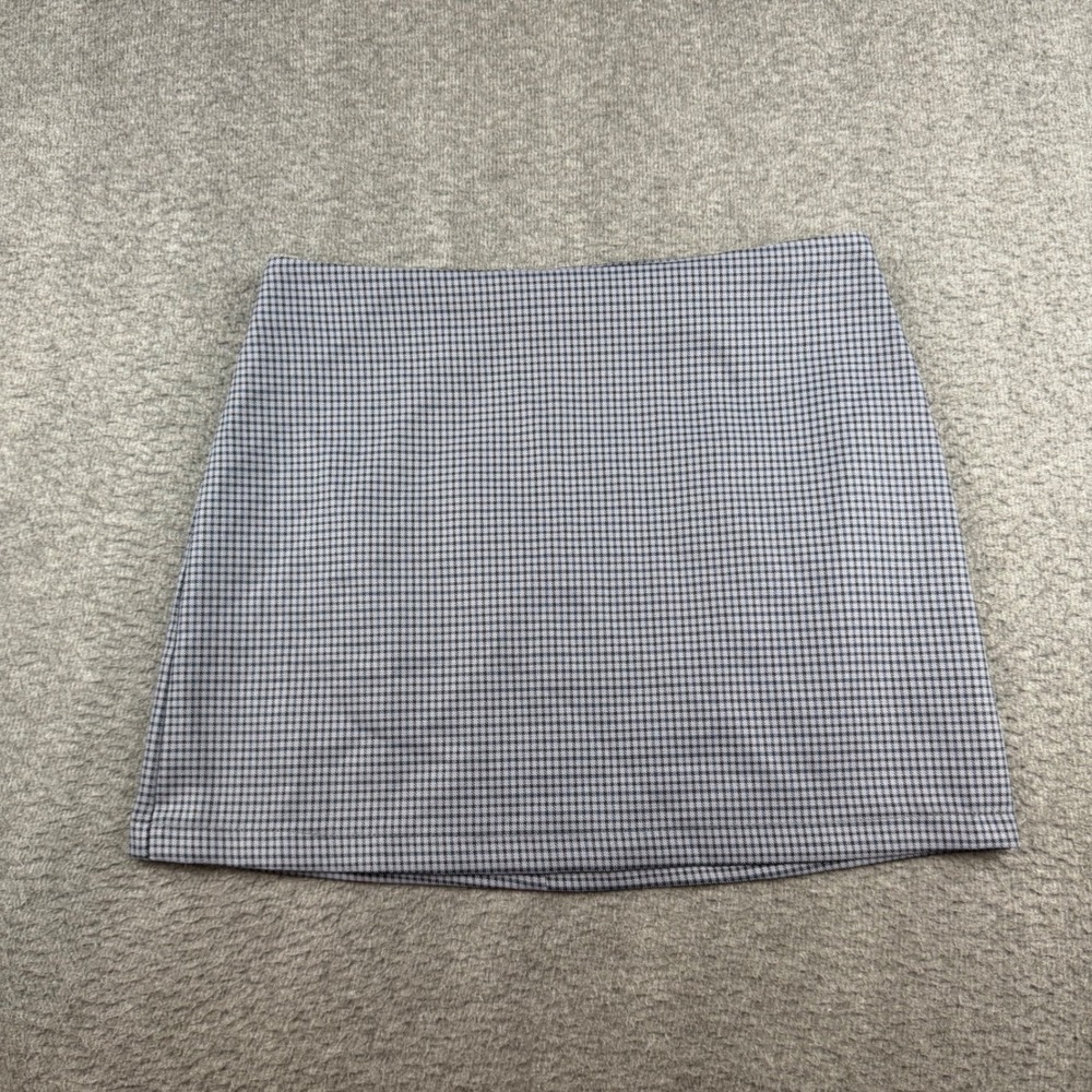 Urban Outfitters Mini Skirt Womens Medium Blue Houndstooth Plaid Zip Back Preppy
